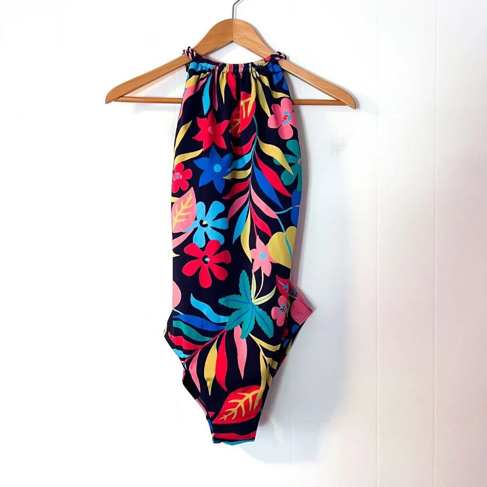 Boden low back twist braid swimsuit Blue size 4